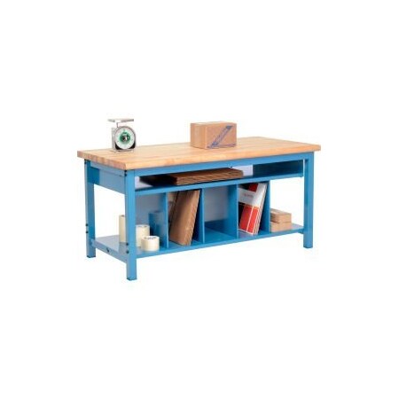 Global Equipment Packing Workbench W/Lower Shelf Kit, Butcher Block Safety Edge, 60"W x 30"D 244209